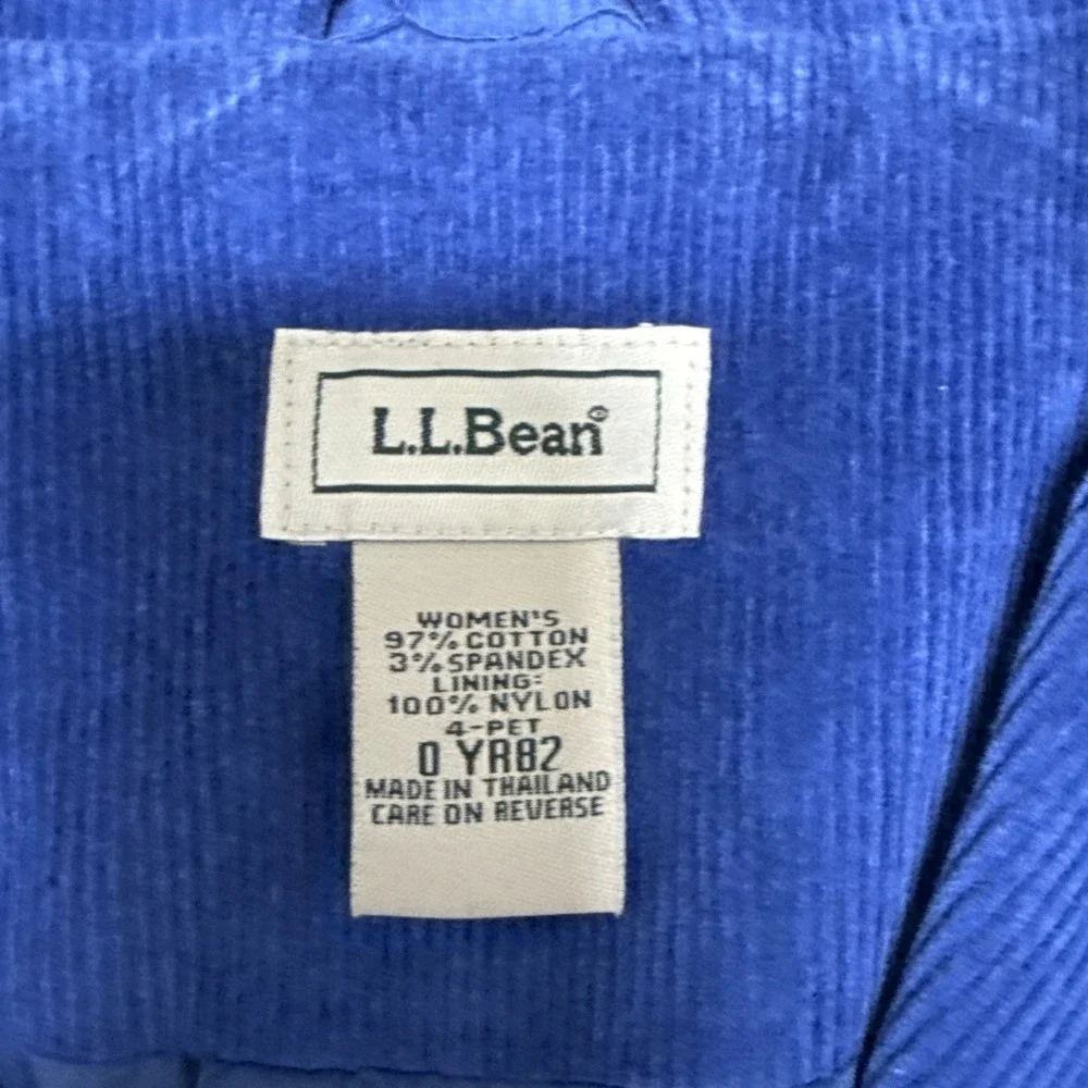 LL Bean Womens 4P Corduroy Blazer Blue Three Button Jacket Preppy Y2K Business‎